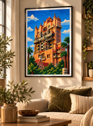 Hollywood Tower of Terror Hotel Lego Style Art