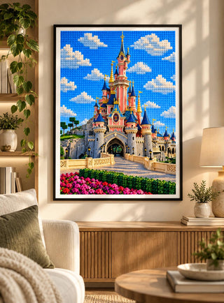 Disneyland Paris, Fairytale Castle Building Lego Style Art Print