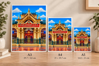 Disneyland Paris Main Street Lego Style Print