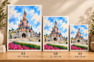 Disneyland Paris Castle Watercolour Print, Wall Art