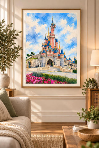 Disneyland Paris Castle Watercolour Print, Wall Art