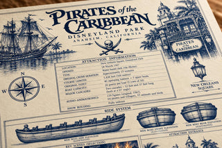 Pirates of the Caribbean Blueprint Print, Disneyland Anaheim Poster,