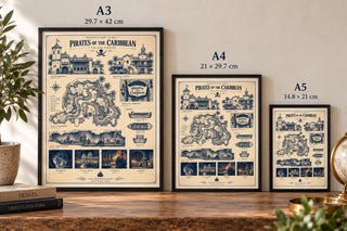 Disneyland Paris Pirates of the Caribbean Blueprint Print