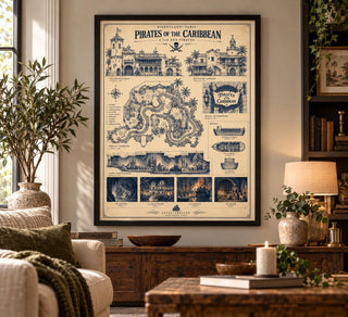 Disneyland Paris Pirates of the Caribbean Blueprint Print