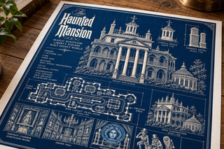 Haunted Mansion Blueprint Print ,Magic Kingdom Wall Art