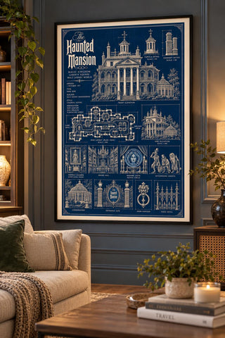 Haunted Mansion Blueprint Print ,Magic Kingdom Wall Art