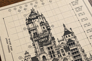 Tower of Terror Blueprint Print, Hollywood Tower Hotel Poster