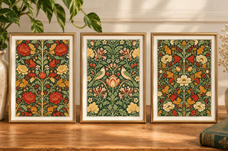Set of 12 A6 Botanical Postcards – 3 Vintage Floral Designs, William Morris