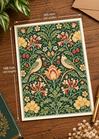 Set of 12 A6 Botanical Postcards – 3 Vintage Floral Designs, William Morris