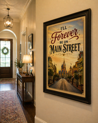 Disney World Orlando Magic Kingdom, I’ll Forever Be On Main Street Print, A4 A3 Wall Art, Inspired Gift Travel Poster