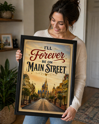 Disney World Orlando Magic Kingdom, I’ll Forever Be On Main Street Print, A4 A3 Wall Art, Inspired Gift Travel Poster