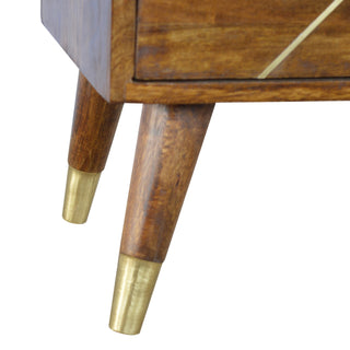 Gold Geometric Chestnut Bedside Cabinet, Bedroom Furniture image 5