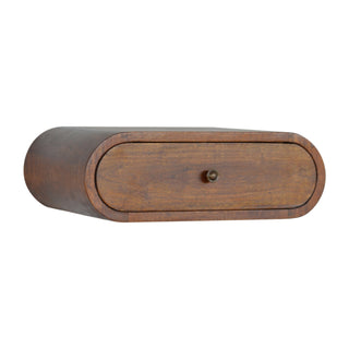 Wall Mounted Round Chestnut Bedside Cabinet, Bedroom Furniture image 2