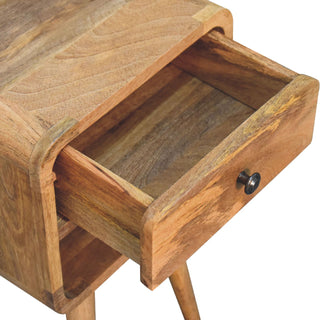 Mini Oak-ish Curve Lower Bedside Cabinet, Bedroom Furniture image 4