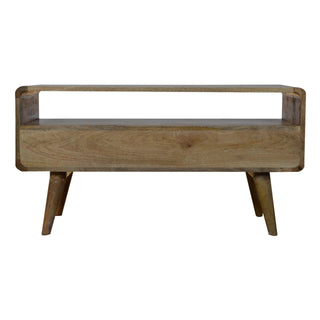 Curved Oak-ish Media Unit, Living Room Furniture image 7