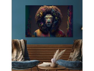 Funky Lion Wall Art - Tempered Glass image 1