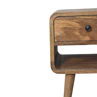 Mini Oak-ish Curve Lower Bedside Cabinet, Bedroom Furniture image 3