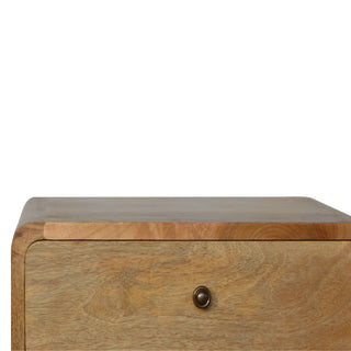 Curved Oak-ish Bedside Cabinet, Bedroom Furniture image 2