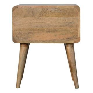 Curved Oak-ish Bedside Cabinet, Bedroom Furniture image 7