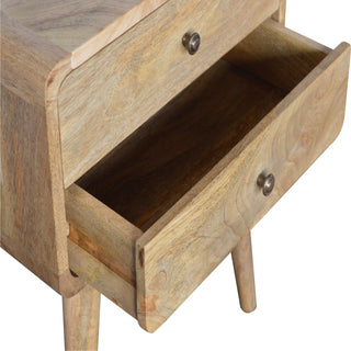 Curved Oak-ish Bedside Cabinet, Bedroom Furniture image 4