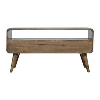 Curved Grey Washed Media Unit, Living Room Furniture image 8