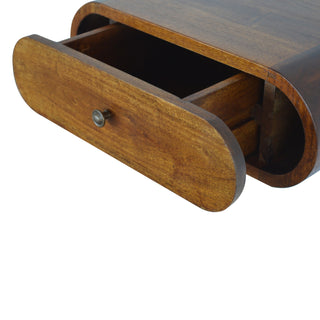 Wall Mounted Round Chestnut Bedside Cabinet, Bedroom Furniture image 5