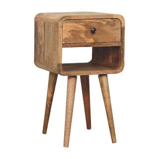 Mini Oak-ish Curve Lower Bedside Cabinet, Bedroom Furniture image 2