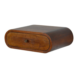 Wall Mounted Round Chestnut Bedside Cabinet, Bedroom Furniture image 4