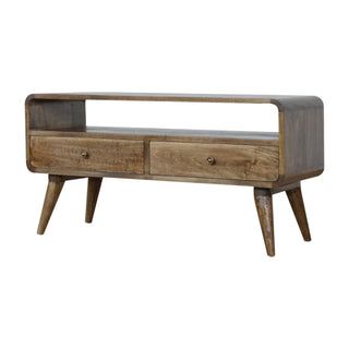 Curved Grey Washed Media Unit, Living Room Furniture image 1