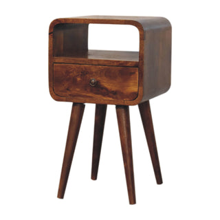 Mini Chestnut Curve Open Bedside Cabinet, Bedroom Furniture  image 2