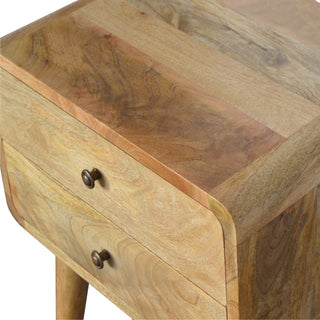 Curved Oak-ish Bedside Cabinet, Bedroom Furniture image 3