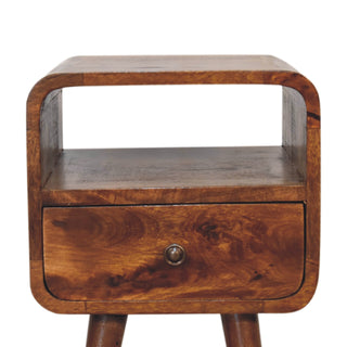 Mini Chestnut Curve Open Bedside Cabinet, Bedroom Furniture  image 4