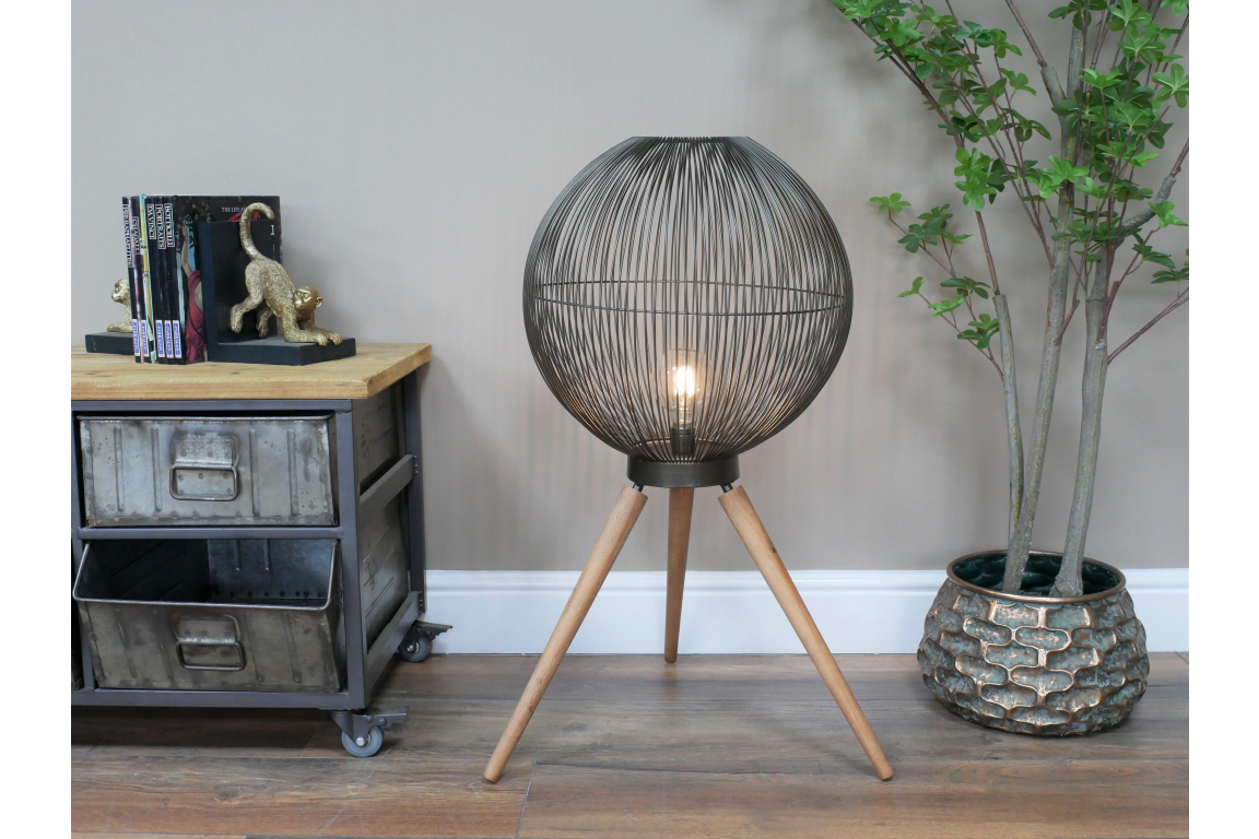 Black Cage Sphere Lamp, Battery Operated Home Decor All For Theodore
