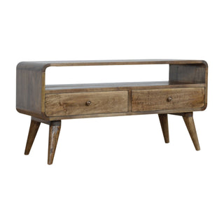 Curved Grey Washed Media Unit, Living Room Furniture image 2
