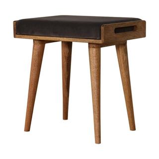 Grey Velvet Tray Style Footstool, Hallway, Living Room Furniture image 1