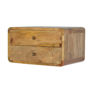 Oak-ish 2 Drawer Floating Bedside Cabinet, Bedroom Furniture image 1