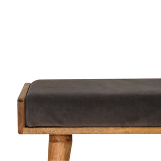 Grey Velvet Tray Style Footstool, Hallway, Living Room Furniture image 2