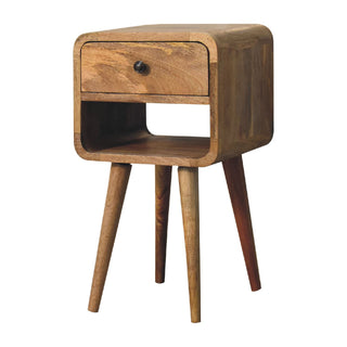 Mini Oak-ish Curve Lower Bedside Cabinet, Bedroom Furniture image 1
