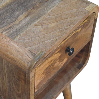 Mini Oak-ish Curve Lower Bedside Cabinet, Bedroom Furniture image 5