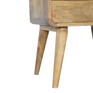 Curved Oak-ish Bedside Cabinet, Bedroom Furniture image 5