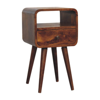 Mini Chestnut Curve Open Bedside Cabinet, Bedroom Furniture  image 1