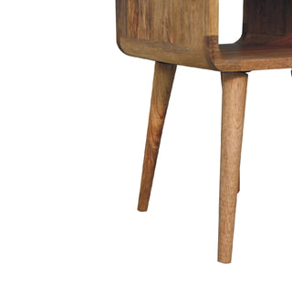 Mini Oak-ish Curve Lower Bedside Cabinet, Bedroom Furniture image 6