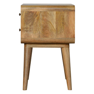 Curved Oak-ish Bedside Cabinet, Bedroom Furniture image 6