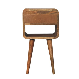Mini Oak-ish Curve Lower Bedside Cabinet, Bedroom Furniture image 8